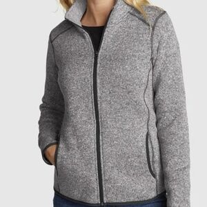 Eddie Bauer Sweater Fleece Zip-Up Jacket Size L Heather Grey